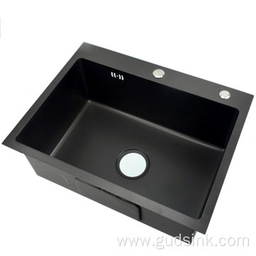 Above counter single bowl sink Nano Black Finish